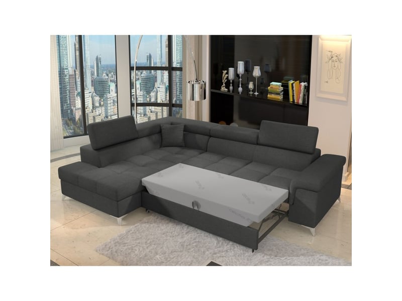  Canapé d'angle convertible palazzo 4 places gris foncé – angle gauche avec 1 coussin  - Conforama B