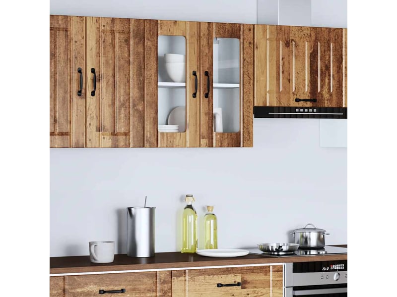  Armoire murale de cuisine avec porte vitrée lucca bois d'ingénierie ancien  - Conforama D