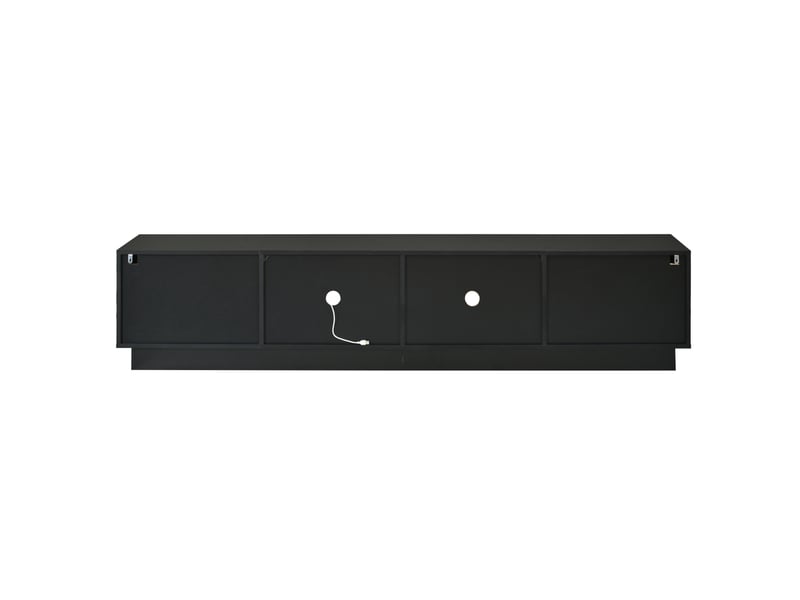  Meuble tv noir avec éclairage led contrôlé par application, 4 portes, passe-câbles  - Conforama D