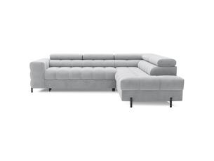 Canapé ferrum gris clair convertible 5 places angle droit pieds métal 276x93x200cm