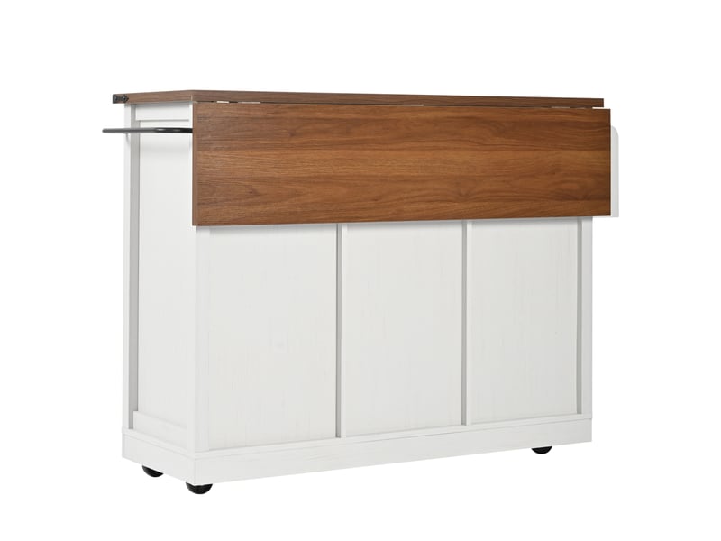  Îlot de cuisine 140x45(73)x94 cm avec 3 tiroirs et plateau pliable, bois et beige  - Conforama D