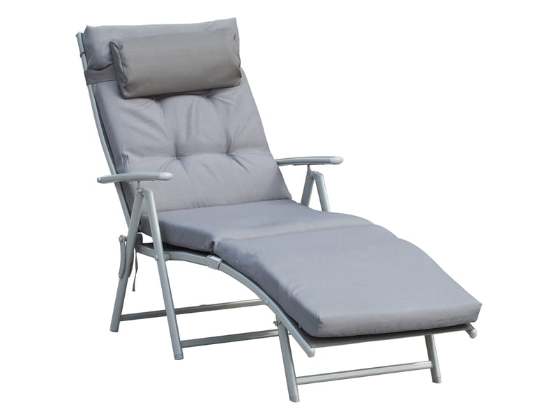 Chaise Longue Pliable SONGMICS 200x71cm - Avec Pare-soleil, 150kg Charge, Gris Foncé