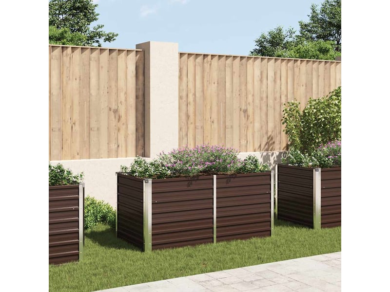  Jardinière - bac à fleurs surélevée marron 160x80x77 cm acier galvanisé  - Conforama B