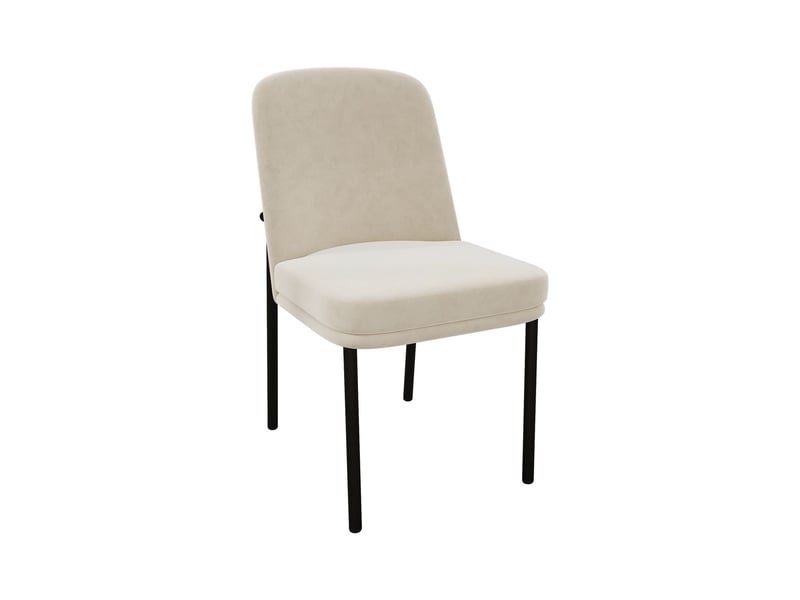  Lot de chaises 6 chaises coussins d’assise épais pieds en métal style moderne minimaliste cadre noir velours beige  - Conforama A