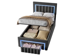 Lit coffre 90x200 cm MODFU   coloris gris