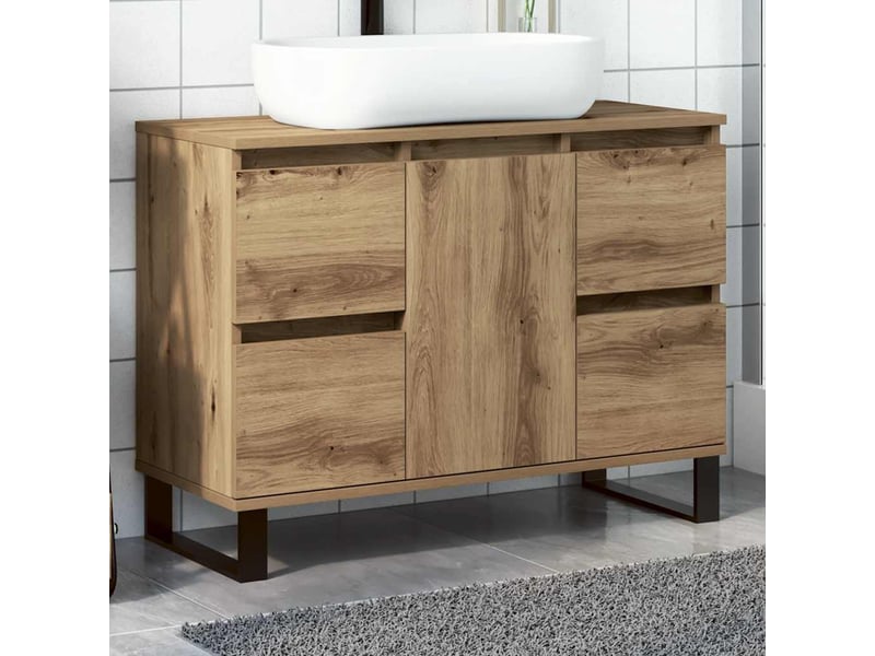  Armoire de lavabo de salle de bain chêne artisanal 65x33x60 cm  - Conforama B