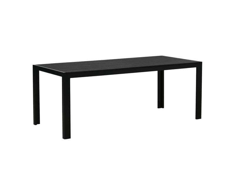  Table jardin plastique 190x84,5x72 cm, intempéries, aspect bois, antidérapante, buffetcampingbalconterrasse, noire.  - Conforama B