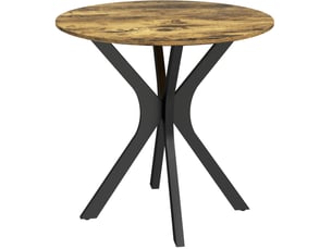 Table à manger ronde, 80x80x75 cm, repas, salle à manger, design moderne, plateau mdf, piètement acier, coloris marron