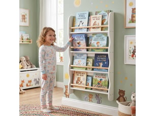 Étagère murale pour enfants avec dispositif anti-basculement, 60 x 10 x 98 cm, blanche