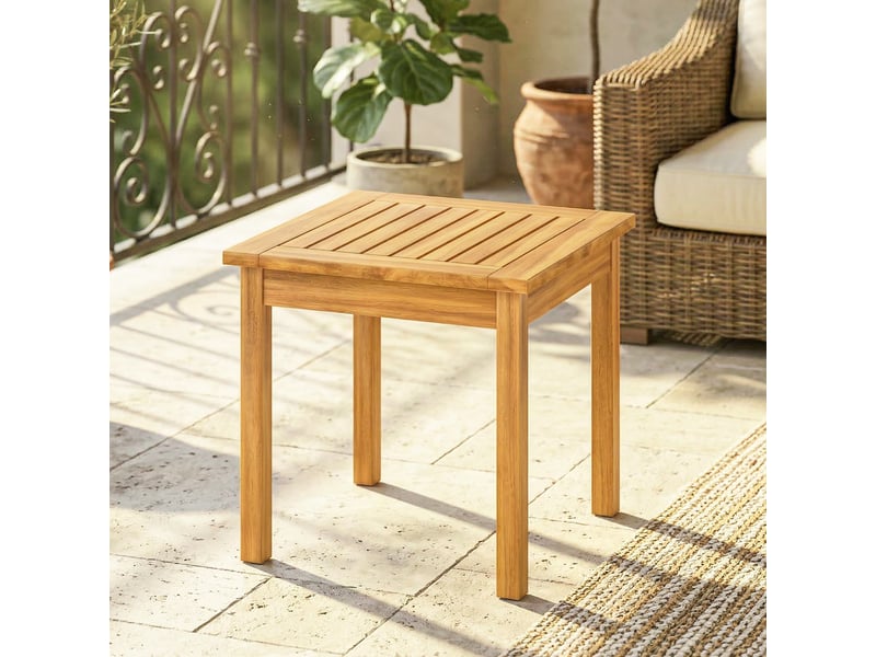 Table basse de jardin bois d'acacia finition bois naturel 48x48x46cm - Conforama D