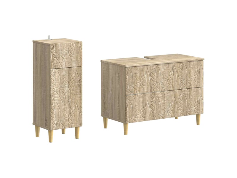 Ensemble de 2 meubles de salle de bain delft chêne sonoma cf63118 - Conforama A