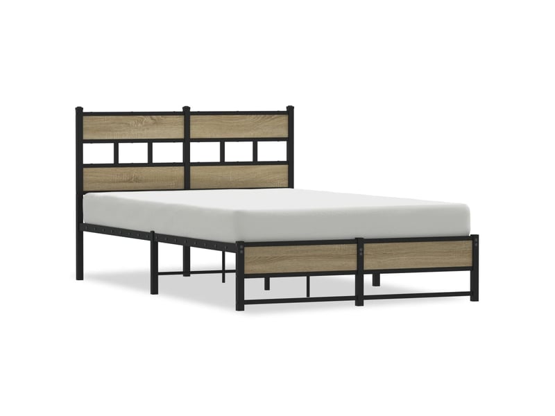  Lit double- lit adulte -  cadre de lit en métal sans matelas chêne sonoma 120x190 cm  - Conforama A