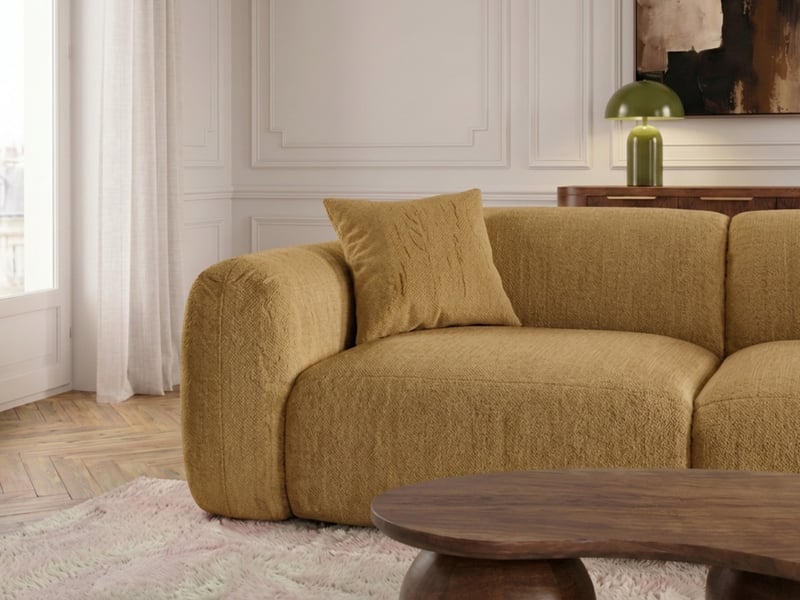  Bobochic canapé droit fixe 3 places siena tissu chenille jaune SIENA - Conforama D