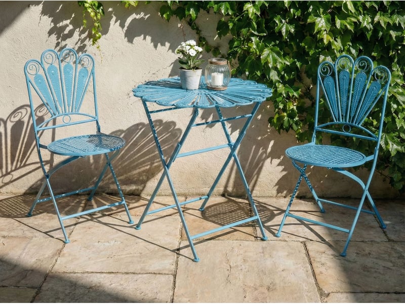 Ensemble bistrot pliant pavia métal bleu  - Conforama B