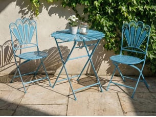 Ensemble bistrot pliant pavia métal bleu