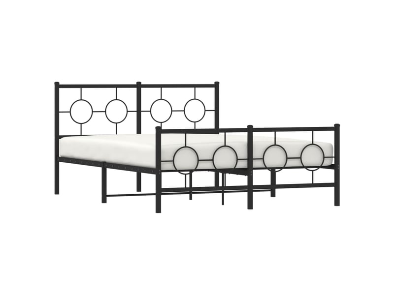  Lit double- lit adulte -  cadre de lit métal sans matelas avec pied de lit noir 135x190cm  - Conforama C