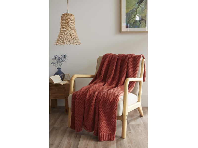  Plaid 125 x 150 cm polyester tricot uni olympia terracotta 15696 - Conforama B