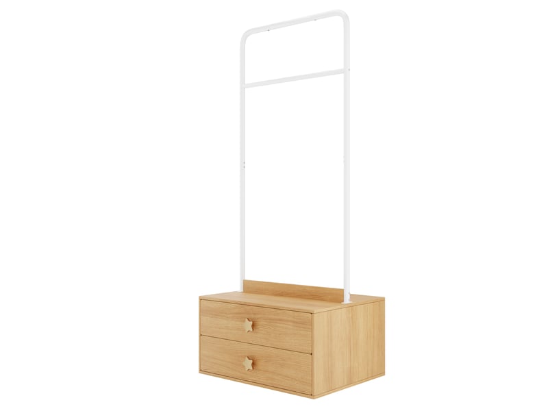  Portant à vêtements enfant,70x55x168 cm,avec 2 tiroirs,mdf,blanc et effet bois  - Conforama D