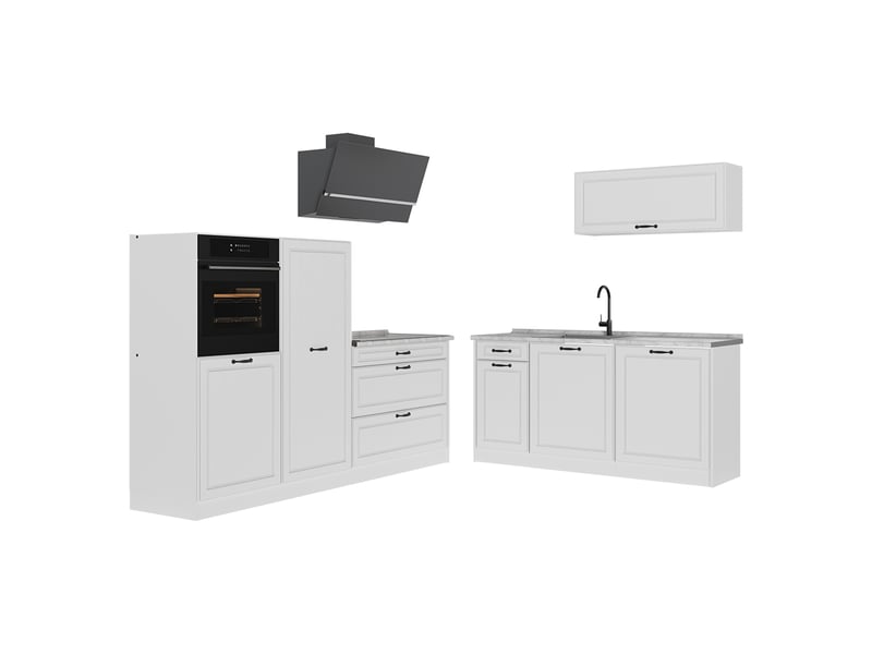 Vicco cuisine, blanc campagneblanc, 220cm plan de travail marbre - Conforama A