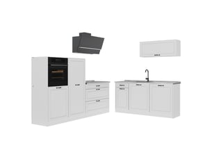 Vicco cuisine, blanc campagneblanc, 220cm plan de travail marbre