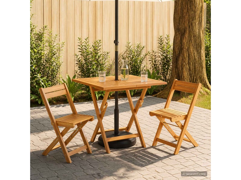  Vidaxl table de jardin pliante naturel 90 x 90 x 75 cm  - Conforama B