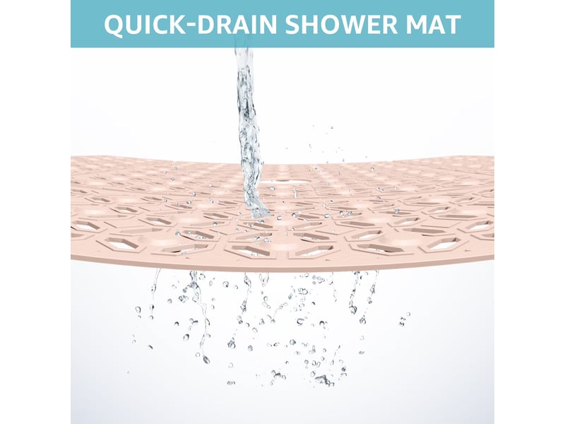  Tapis de douche en tpe à ventouses - 27 x 27 pouces - rose pastel  - Conforama C