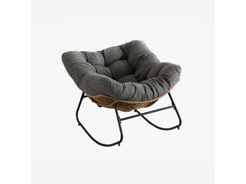  Fauteuil à bascule moderne avec revêtement en chenille, chaise relaxante pour salon et fauteuil pour chambre d'enfant, 102x98x77 cm  - Conforama A