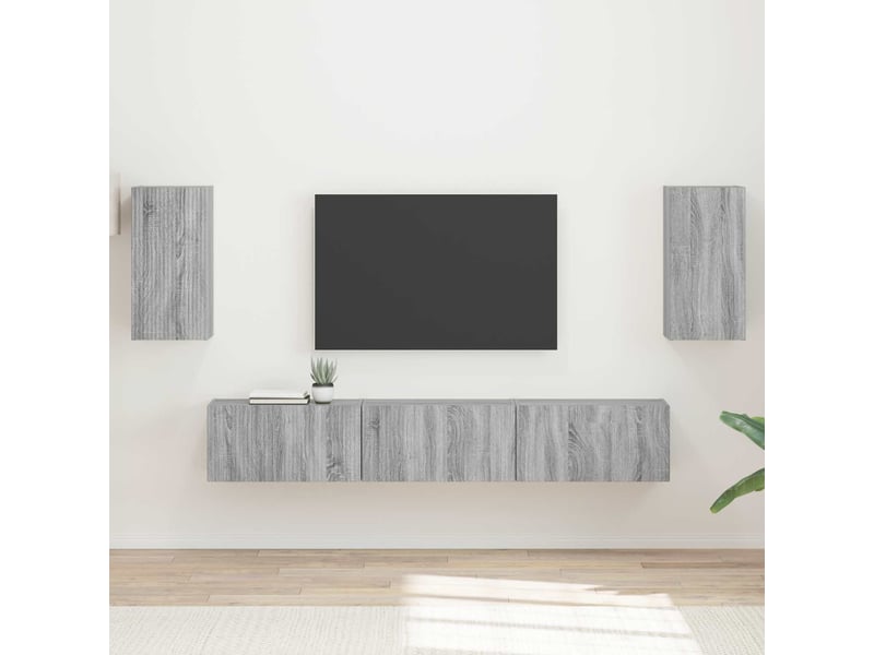  Ensemble meuble tv - banc tv - meuble de rangement 5 pcs gris sonoma bois d'ingénierie  - Conforama B