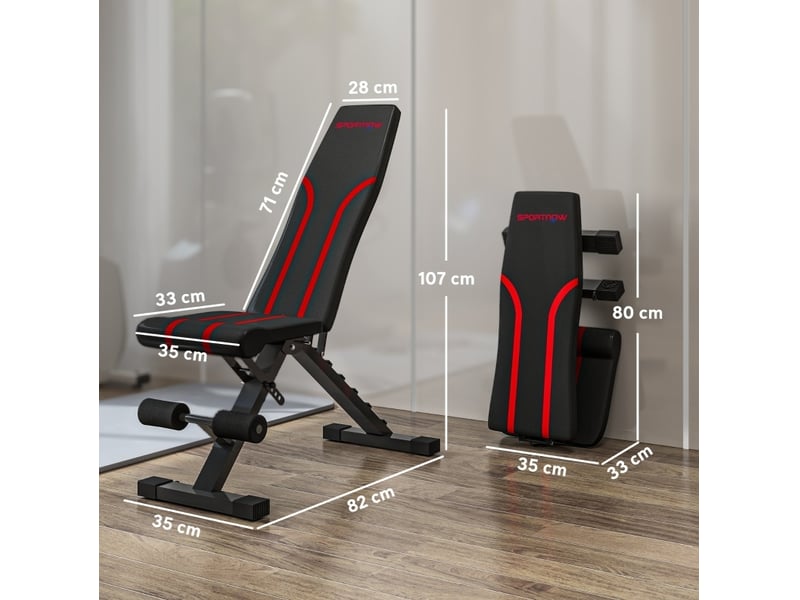  Banc de musculation pliable 82 x 35 x 107 cm noir en acier, dossier et siège réglables, sans montage  - Conforama C