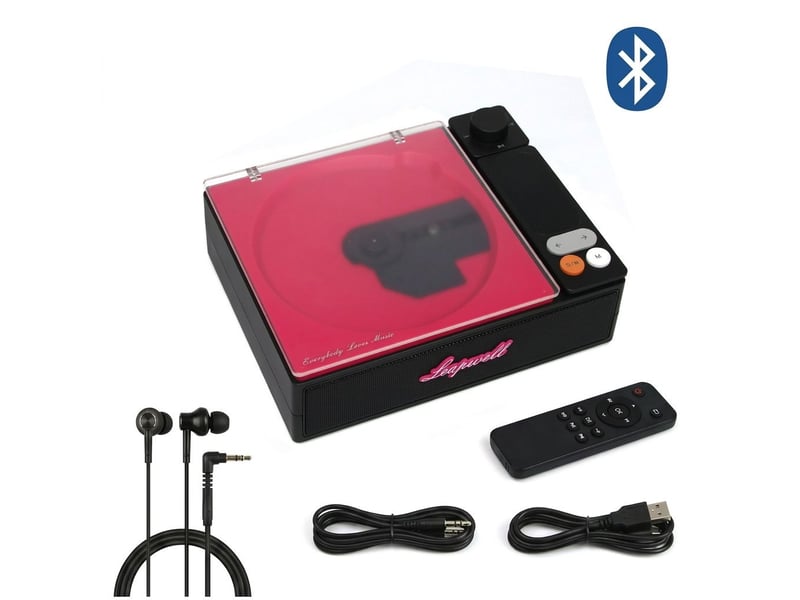 Lecteur cd portable bluetooth 5.1 avec batterie 4000 mah – platine cd stéréo avec sortie optique, port usb, sortie casque jack 3,5 mm, écran led et télécommande – noir - Conforama A