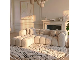 Canapé nuage angle gauche en bouclette beige - alba - morphea