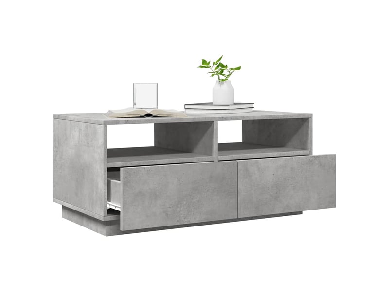  Table basse | table d'appoint salon avec lumières led gris béton 90x49x40 cm  - Conforama D