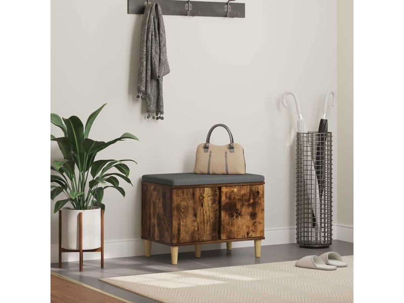  Banc d'entrée, banc interieur avec coussin chêne fumé 60x38x46 cm shl60343  - Conforama B