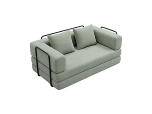 Sey - canapé-lit pliant 180x72x90 cm convertible 4 en 1 avec coussins et housse en tissu lavable couleur sauge