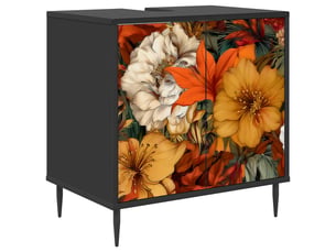 Armoire de salle de bain, meuble de rangement gennep chêne noir 60x40x61 cm