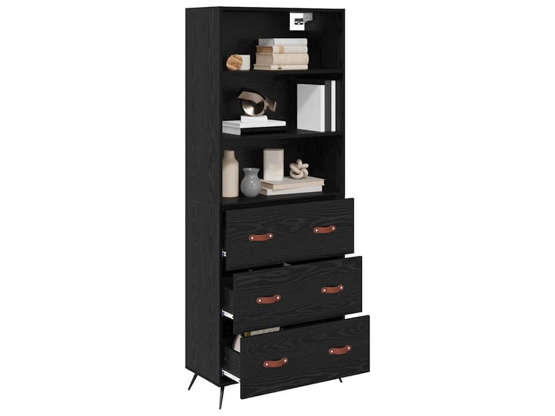  Buffet - haut armoire chêne noir 69,5 x 34 x 180 cm bois d'ingénierie  - Conforama C