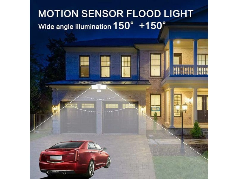 Luminaire de secours extérieur avec détecteur de mouvement, projecteur led 1200lm avec pir, alimenté par le secteur, blanc froid, double tête, 100 w  - Conforama C