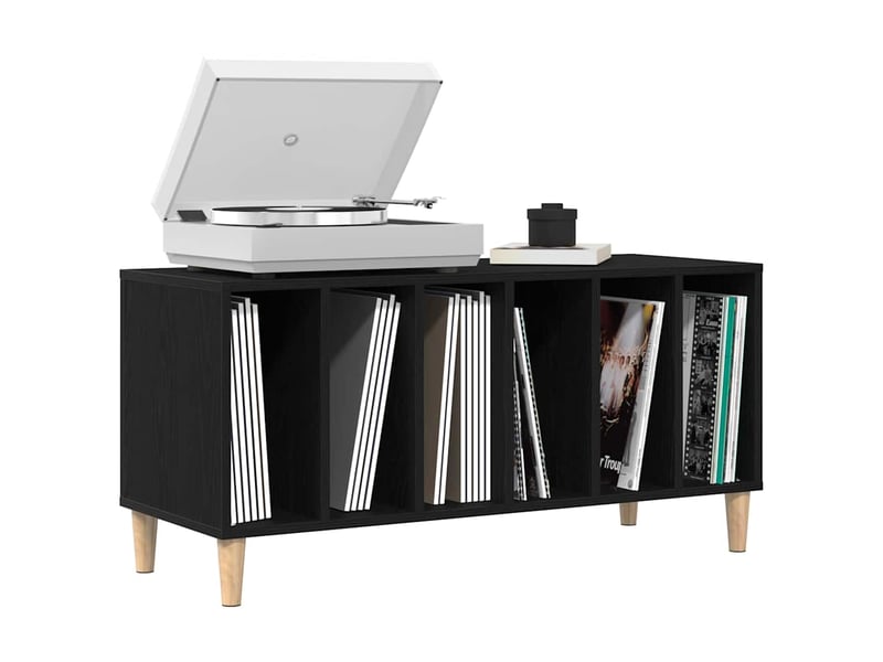  Meuble à vinyles, armoire à disques chêne noir 100x38x48 cm bois d'ingénierie shl38358  - Conforama C
