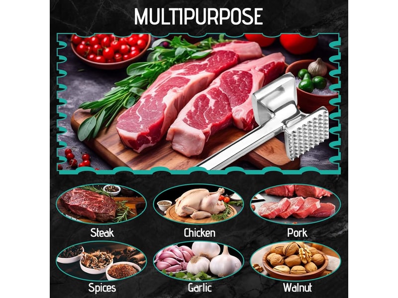  Attendrisseur de viande, marteau à steak, marteau à double face, marteau à viande, marteau à attendrir avec manche antidérapant pour attendrir la vian  - Conforama D