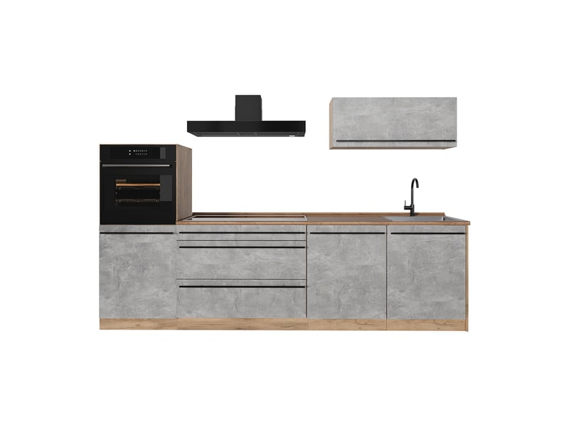 Vicco cuisine, bétonchêne doré, 280cm plan de travail chêne doré - Conforama A