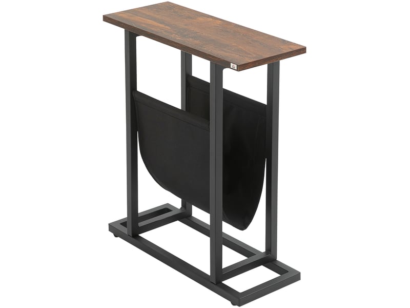  Table d'appoint étroite 49 x 19 x 55 cm avec sac de rangement, marron foncé noir  - Conforama A