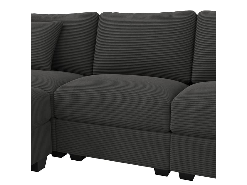  Canapé convertible d'angle en u gris, canapé modulable velours côtelé avec rangement et usb, pour salon  - Conforama W