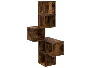 Étagère d'angle flottante, étagère murale chêne fumé 48 x 48 x 120 cm cf41393