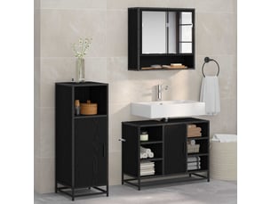 Ensemble de mobilier de salle de bain 3 pièces chêne noir cf64461