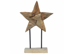 Étoile de noël led marron 31 x 15 x 46 cm bois de teck massif