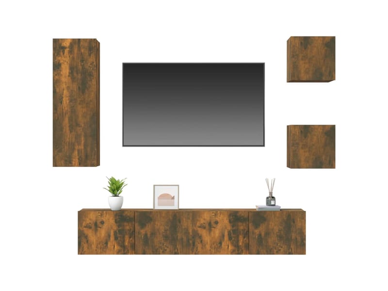  Ensemble de meubles tv 5 pcs chêne fumé bois d'ingénierie shl33753  - Conforama D