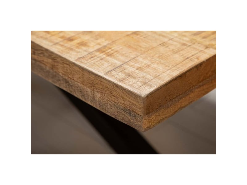  Table solara 160 cm – plateau en bois de manguier verni et structure en métal noir – design industriel et charme unique  - Conforama D