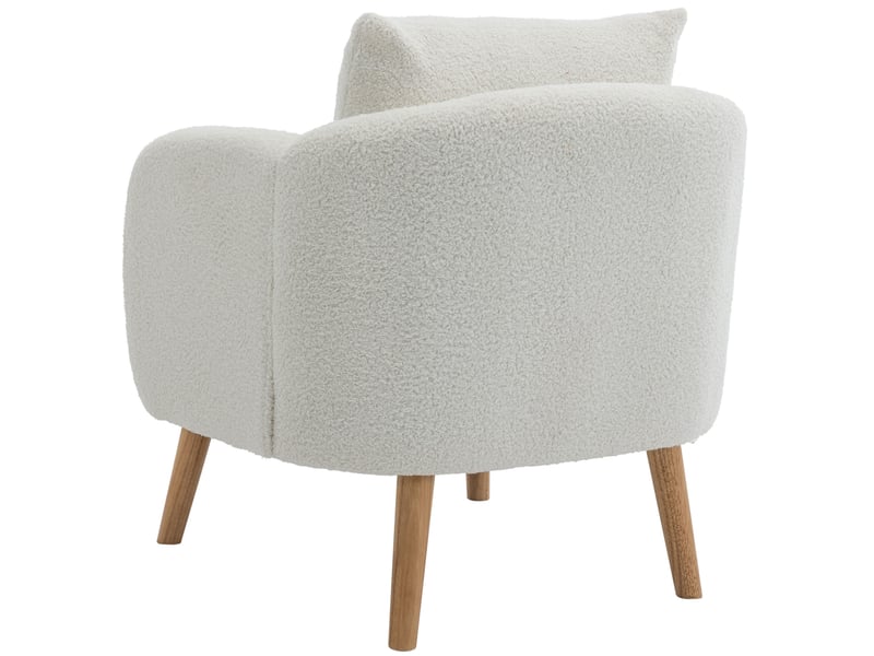  Fauteuil 1 place 71x72x71 cm avec coussin en tissu bouclette blanc  - Conforama A