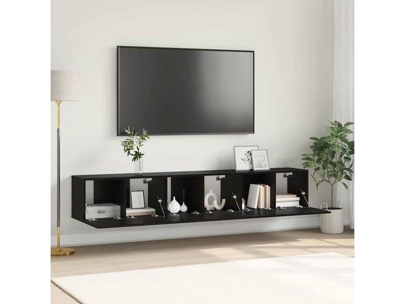  Ensemble meuble tv - banc tv - meuble de rangement 3 pcs noir bois d'ingénierie  - Conforama B