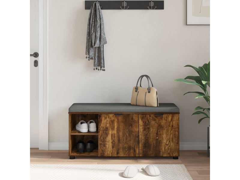  Banc d'entrée, banc interieur avec coussin chêne fumé 100x38x46 cm shl64133  - Conforama D